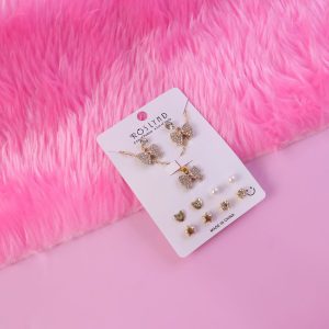 Premium Gold Plated Leaf Pearl Drop Earrings for Women & Girls (Pack Of 7)