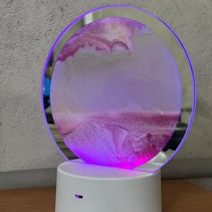 LED Round Static Pink Sand Art Lamp | Ambient Decorative Night Light Home Décor