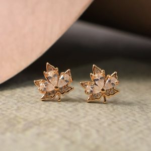 Leaf Shape Golden Finish Stud Earrings for Women & Girl Elegant Daily Party Wear Jewellery