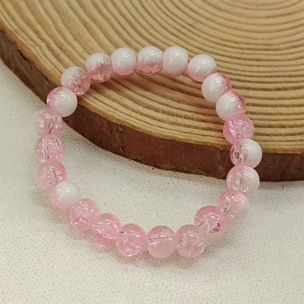 Crystal Crackle Glass Beads Stretch Bracelet