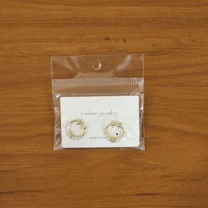 Elegant Bow Pearl Hoop Earrings for Women | Gold Plated Crystal Stud Hoops | Cute Korean Style Fashion Jewelry
