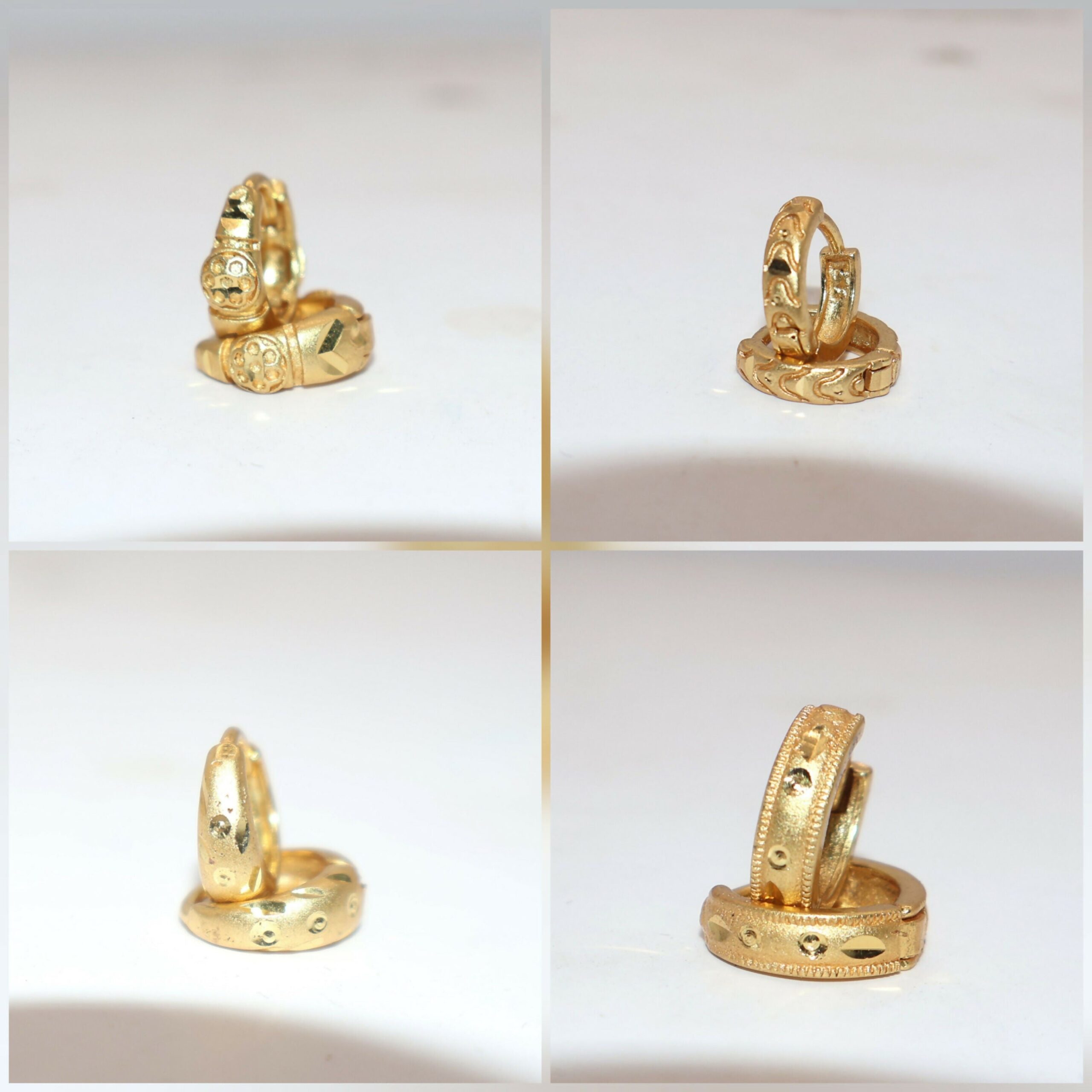 Gold AD bali Huggie Hoop Earrings kan ki bali for women and girls Combo Pack of 4 - Image 3