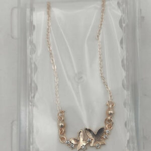 Rose Gold Double Butterfly Necklace | Dainty Zirconia Pendant