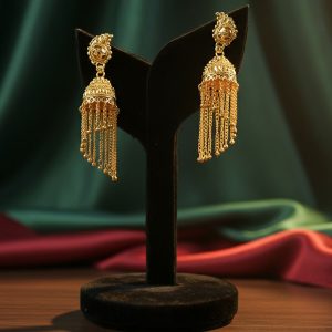Traditional Long Chain Tassel Jhumka Earrings for Women & Girls Festive Jewelry
