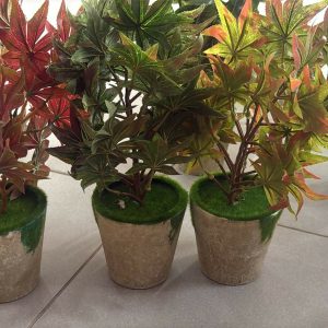 Artificial Maple Leaf Plant in Decorative Pot for Home (Color may vary)