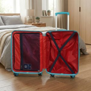 Novex Unicorn Blue Travelling Kids Trolley Bags for Girls Luggage 4 Wheels ( 22 Inch)