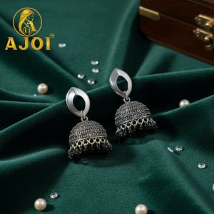 Designer Silver Teardrop Jhumka Earrings with Elegant Traditional Detailing