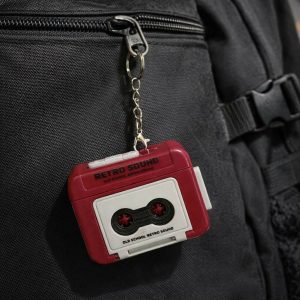 Retro Cassette Tape Sound Keychain Toy with Click Button