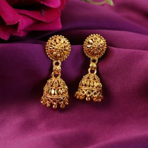 Beautiful Gold Plated Traditional Jhumka Earrings for Women Party Wear