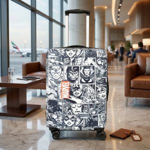 Novex Marvel Avenger Squre Kids Polycarbonate Trolley Bags for Travel Luggage with 4 Wheel (Black, 18 Inch)