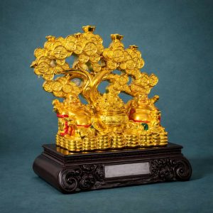 Golden Laughing Buddha Money Tree Showpiece for Home & Office Décor