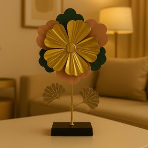 Golden Floral Metal Showpiece Decorative Table Decor Statue