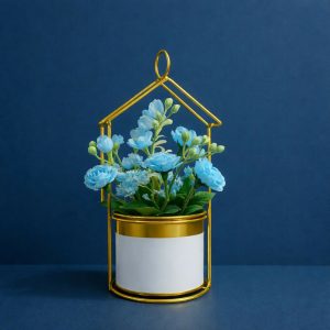 Gold House Frame Tabletop Planter with Decorative Pot(Color may vary)