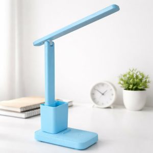Blue LED Study Table Lamp with Pen Holder, Touch Control, 3 Light Modes