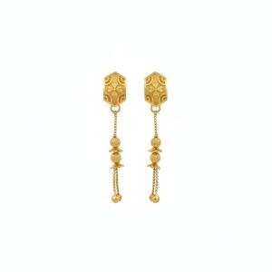 Long Chain Beads Golden Earrings for Women & Girls – Traditional Fancy Jewellery Gift
