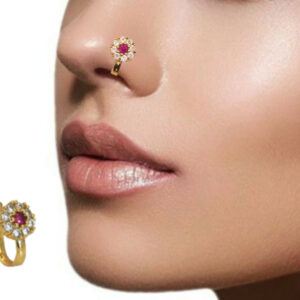CZ Flower & Line Non-Piercing Nose Ring/Nath Combo Set Combo Pack of 3
