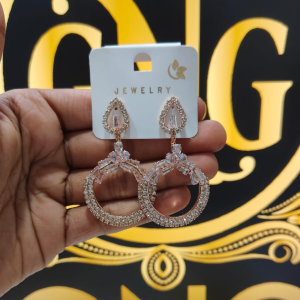 Exquisite Rose Gold Tone Chandbali Statement Earrings