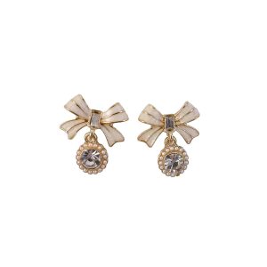 Elegant Bow Crystal Drop Earrings for Women For Girls