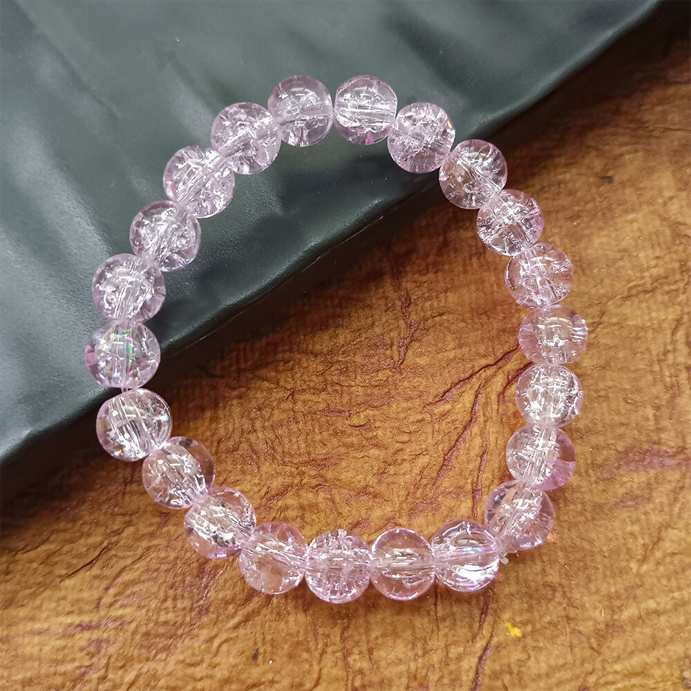Crystal Crackle Glass Beads Stretch Bracelet