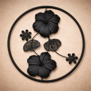 Metal Floral Round Wall Art Decor Decorative Flower Wall Hanging