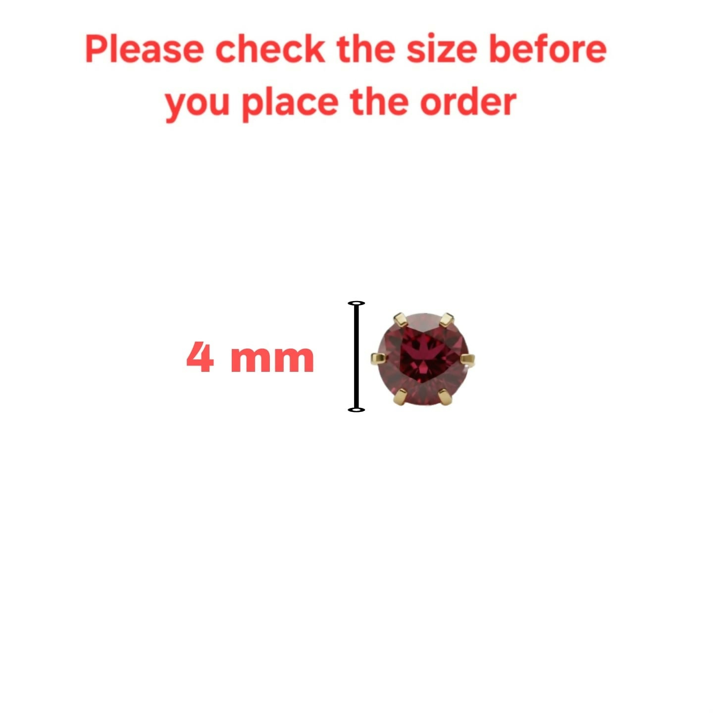 Gold plated Ruby AD Nosepin Stud Flat Back Labret for women and girls - Image 5