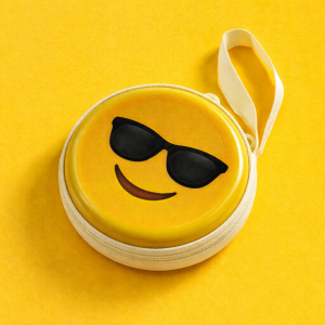Emoji Print Round Coin Pouch with Zipper & Wrist Strap for Kids and Adults(DESIGN MAY VARY)