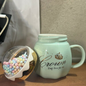 Premium Ceramic Crown Mug with Decorative Dome Lid | Cute Luxury Coffee & Milk Cup for Women, Girls & Gifting | Heat-Resistant Elegant Mug with Golden Crown Design | Perfect for Home, Office, Tea, Coffee & Hot Beverages