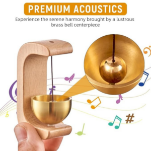 Handcrafted Wooden Door Bell with Premium Brass Bell | Elegant Hanging Door Chime for Home Entrance, Living Room, Café & Shop Décor | Soft Soothing Tone | Luxury Minimalist Wooden Frame Doorbell for Main Door & Indoor Spaces