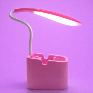 Pink LED Desk Lamp with Pen Holder and Phone holder for Study Table and Kids Room Decor
