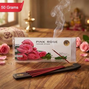 Pink Rose Incense Sticks Charcoal-Free Fragrance Agarbatti for Home Temple Pooja Meditation Prayer Aromatic Dhoop Sticks Pack