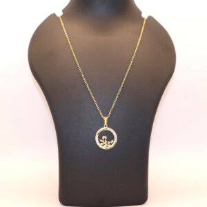 Gold Plated AD Circle Pendant Necklace For women and girls