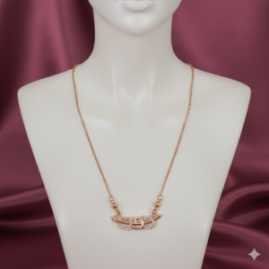 Rose Gold plated Interlocking Triple Heart Pendant Necklace For women and girls