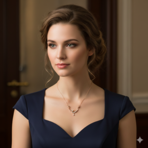 Rose Gold AD Crescent Moon Necklace Pendant For women and girls