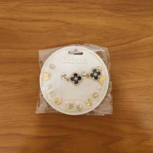 Elegant Gold & Black Combo Earrings Set for Women | Floral, Bow, Pearl & Stud Earrings | Fashion Jewelry Gift Set (Pack Of 7)