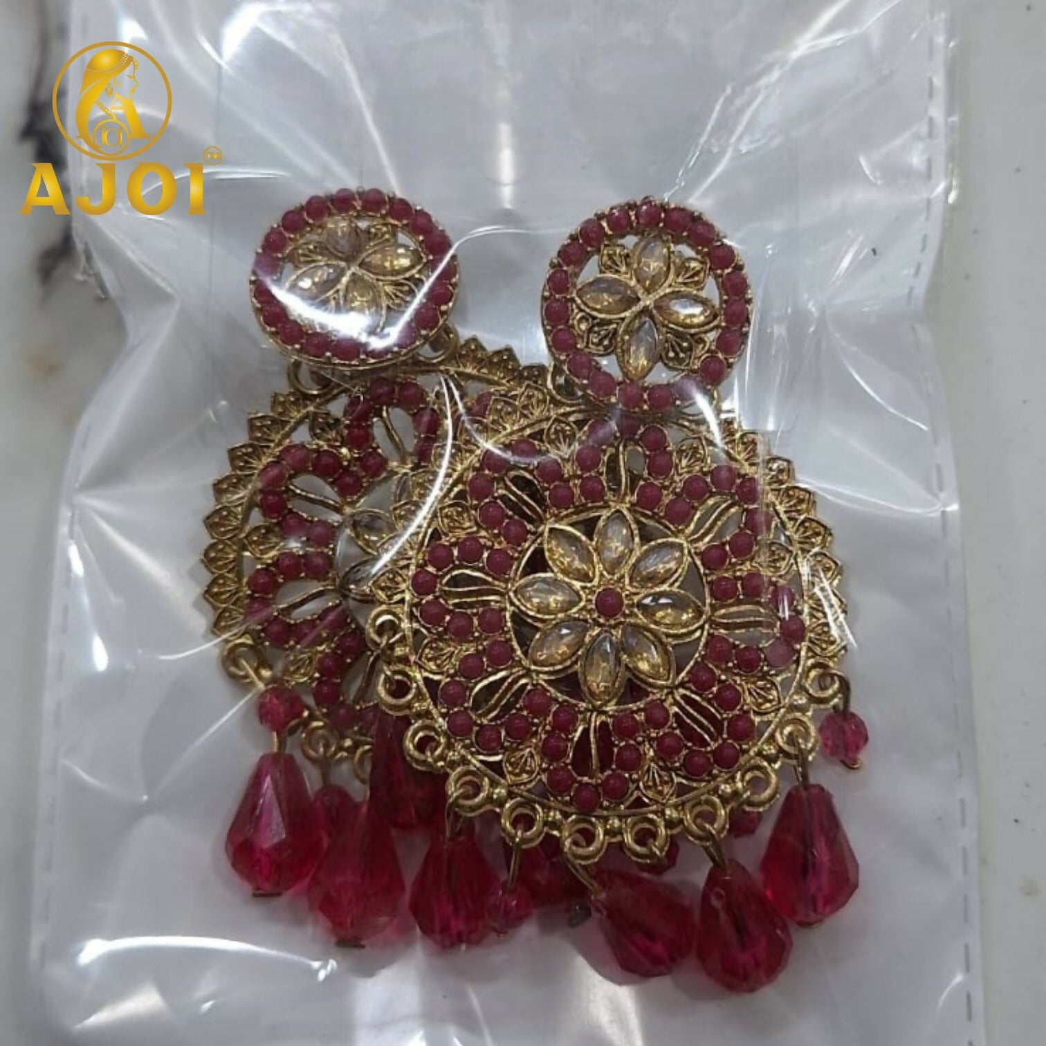 Pink Stylish Floral Earrings - Image 5