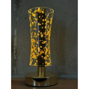 Premium Crystal Glow LED Touch Lamp for Home Décor | Golden Acrylic 3D Effect Night Lamp with Warm Ambient Light | Rechargeable Bedside Table Lamp for Bedroom, Living Room, Café & Gifting | Pack of 1