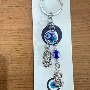 Ganesh Evil Eye Dual Charm Keychain for Car Keys, Bags & Gifting