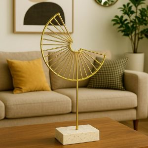Modern Gold Spiral Metal Table Decor Showpiece with Marble Base