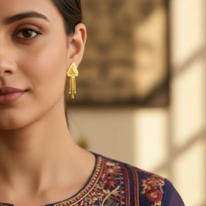 Nice 3 Line Golden Earrings for Women & Girls – Traditional Fancy Jewellery Gift