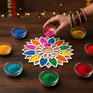 Sun Mandala Rangoli Stencil (12 Inch) | Reusable MDF Template for Diwali Entrance Decor