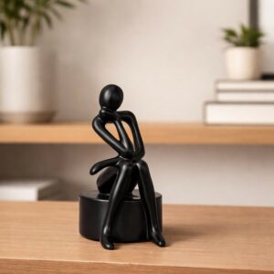 Abstract Thinking Man poly-resin Sculpture Modern Black Showpiece for Home Decor