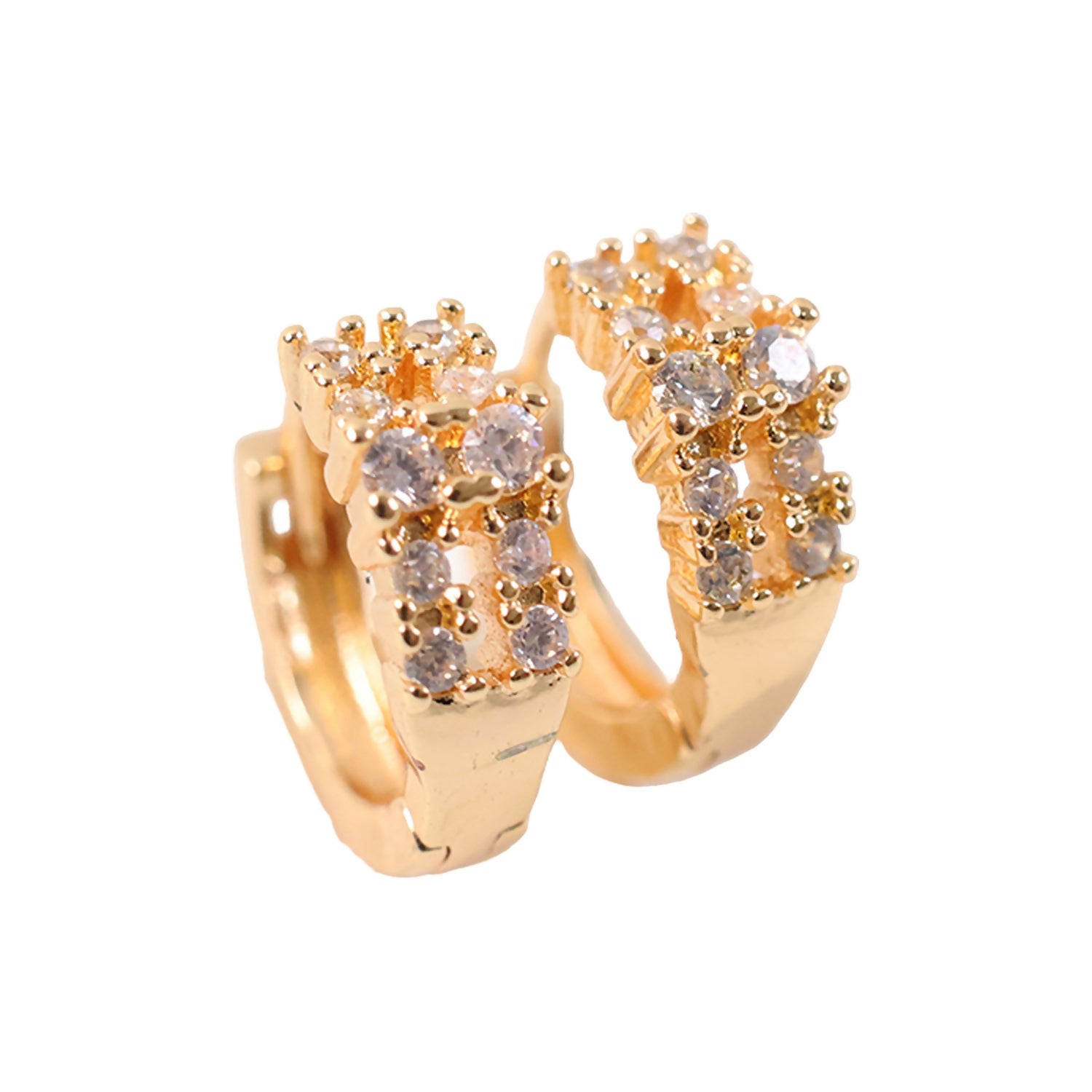 Elegant Gold-Tone Crystal Studded Hoop Earrings for Women - Image 5