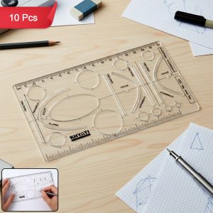 Mathematical Drawing Template Ruler Set with Ellipse Parabola Hyperbola Shapes (10Pcs)