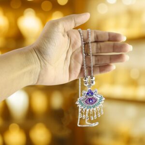 Elegant Traditional Oxidised Temple Motif Long Necklace (1 Pc)