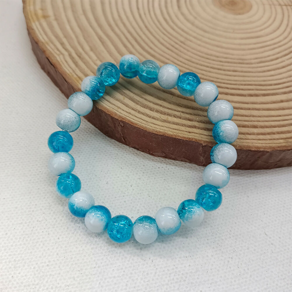 Crystal Crackle Glass Beads Stretch Bracelet