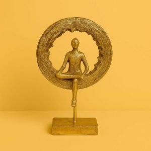Golden Meditating Yoga Figurine Ring Sculpture for Home Decor (Any One)