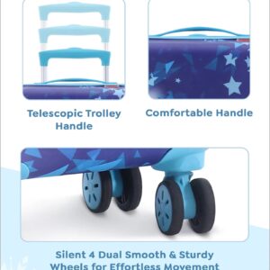 Travelling Kids Cartoon Character Trolley/Luggage Bags 4 Wheels ( Blue /18 Inch)