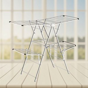 Double-Layer Foldable Stainless Steel Clothes Drying Rack (150×76×127 cm)
