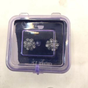 Dainty Silver Flower Stud Earrings with AD for women and girls