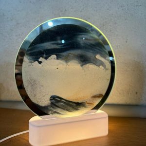 LED Round Static Grey Sand Art Lamp | Modern Ambient Decorative Night Light